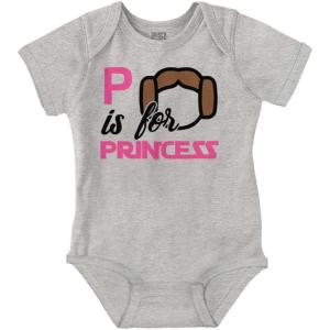 Brisco Brands P is for Princess Dark Galaxy Ruler Baby Bodysuit Jumper Girls(Heather)