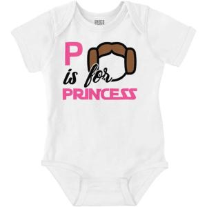 Brisco Brands P is for Princess Dark Galaxy Ruler Baby Bodysuit Jumper Girls(White)