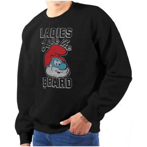 Brisco Brands Papa Smurf Ladies Love the Beard Cool Men’s Crewneck Sweatshirt(Black)