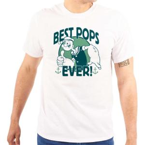 Brisco Brands Popeye Best Pops Ever Thumbs Up Mens Graphic T Shirt Tees(White)