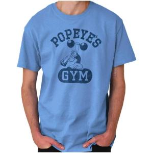 Brisco Brands Popeye Body Builder Gym Workout Cool Graphic T Shirt Men or Women(Light Blue)