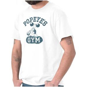 Brisco Brands Popeye Body Builder Gym Workout Cool Graphic T Shirt Men or Women(White)