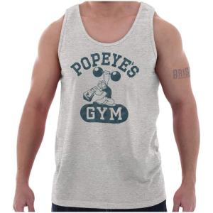 Brisco Brands Popeye Body Builder Gym Workout Cool Tank Top T Shirts Men Women(Sport Grey)