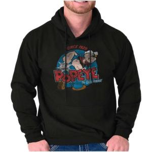 Brisco Brands Popeye Sailor Man Since 1929 Retro Hoodie Hooded Sweatshirt Men(Graphite Heather)