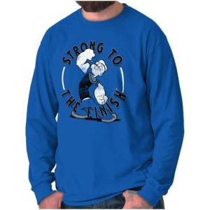Brisco Brands Popeye Sailor Man Strong to Finish Long Sleeve Tshirt Men Women(Royal)