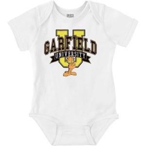 Brisco Brands Retro Cartoon Garfield University Baby Romper Boys or Girls(White)
