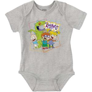 Brisco Brands Rugrats Reptar Cartoon Characters Baby Romper Boys or Girls(Heather)