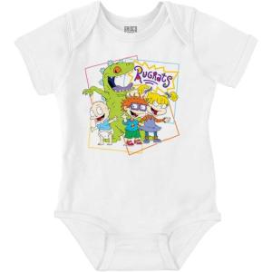 Brisco Brands Rugrats Reptar Cartoon Characters Baby Romper Boys or Girls(White)