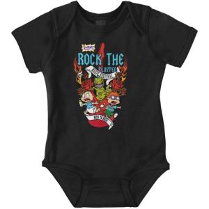 Brisco Brands Rugrats and Reptar Born to Rock Baby Romper Boys or Girls(Black)