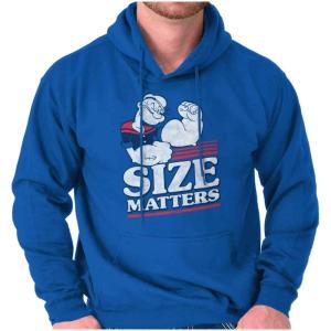Brisco Brands Size Matters Popeye The Sailor Man Hoodie Hooded Sweatshirt Men(Royal)