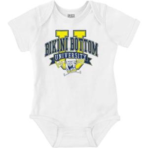 Brisco Brands SpongeBob Bikini Bottom University Baby Romper Boys or Girls(White)