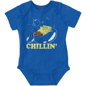 Brisco Brands SpongeBob Bubble Chillin Cartoon Baby Romper Boys or Girls(Royal)