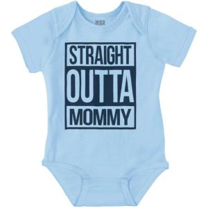 Brisco Brands Straight Outta Mommy Hip Hop Baby Romper Boys or Girls(Light Blue)