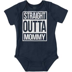 Brisco Brands Straight Outta Mommy Hip Hop Baby Romper Boys or Girls(Navy)