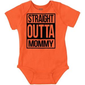 Brisco Brands Straight Outta Mommy Hip Hop Baby Romper Boys or Girls(Orange)