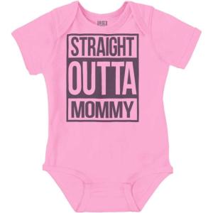 Brisco Brands Straight Outta Mommy Hip Hop Baby Romper Boys or Girls(Pink)
