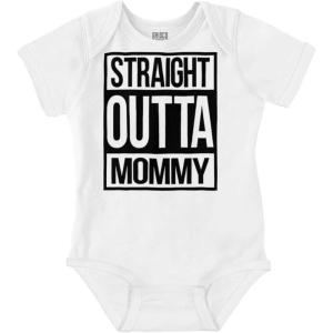 Brisco Brands Straight Outta Mommy Hip Hop Baby Romper Boys or Girls(White)