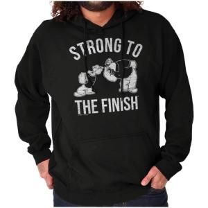 Brisco Brands Strong To The Finish Popeye Bluto Hoodie Hooded Sweatshirt Men(Black)