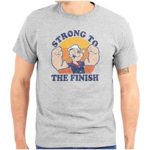 Brisco Brands Strong to The Finish Popeye Sailor Graphic T Shirt Men or Women(Sport Grey)