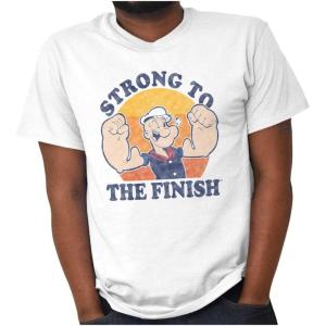 Brisco Brands Strong to The Finish Popeye Sailor Graphic T Shirt Men or Women(White)