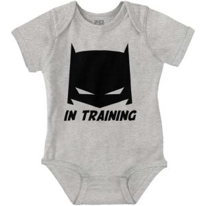 Brisco Brands Superhero in Training Dark Baby Romper Boys or Girls(Heather)