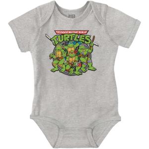 Brisco Brands Teenage Mutant Ninja Turtles Group Baby Romper Boys or Girls(Heather)