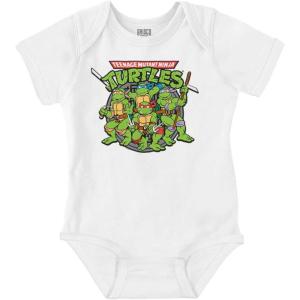 Brisco Brands Teenage Mutant Ninja Turtles Group Baby Romper Boys or Girls(White)