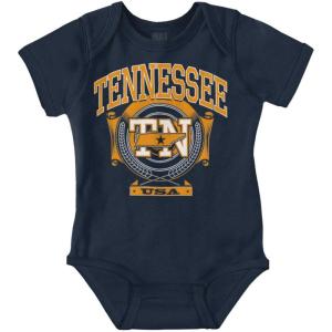 Brisco Brands Tennessee TN Pride Southern Hometown Baby Romper Boys or Girls(Navy)