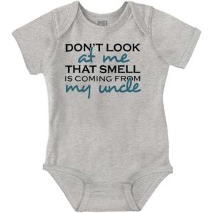 Brisco Brands That Smell is Coming From My Uncle Baby Romper Boys or Girls(Heather)