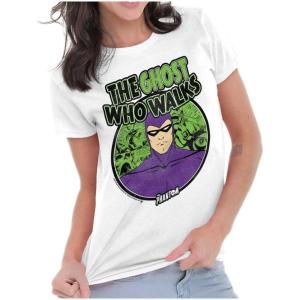 Brisco Brands The Phantom Ghost Who Walks Womens Slim Fit Graphic Tee(White)