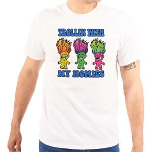 Brisco Brands Troll Face Memes Smiling Trollface Graphic T Shirt Men or Women(White)