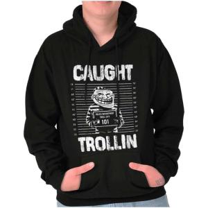 Brisco Brands Troll Face Trollface Internet Meme Hoodie Sweatshirt Women Men(Black)