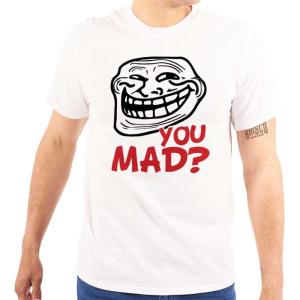 Brisco Brands Troll Face You Mad Trollface Meme Graphic T Shirt Men or Women(White)