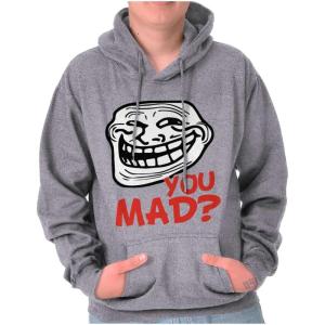 Brisco Brands Troll Face You Mad Trollface Meme Hoodie Sweatshirt Women Men(Sport Grey)