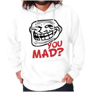 Brisco Brands Troll Face You Mad Trollface Meme Hoodie Sweatshirt Women Men(White)