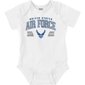 Brisco Brands US Air Force Wing Emblem Established Baby Romper Boys or Girls(White)