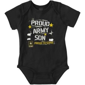 Brisco Brands US Army Proud Military Son Soldier Baby Bodysuit Jumper Boys(Black)