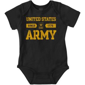 Brisco Brands US Army Soldier Veteran Proud Pride Baby Romper Boys or Girls(Black)