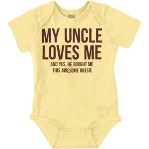 Brisco Brands Uncle Loves Me Bought This One Piece Baby Romper Boys or Girls(Banana)