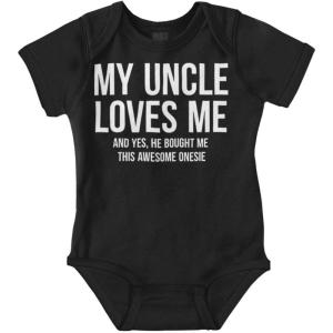 Brisco Brands Uncle Loves Me Bought This One Piece Baby Romper Boys or Girls(Black)