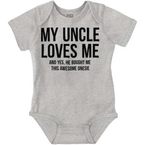 Brisco Brands Uncle Loves Me Bought This One Piece Baby Romper Boys or Girls(Heather)