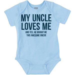 Brisco Brands Uncle Loves Me Bought This One Piece Baby Romper Boys or Girls(Light Blue)