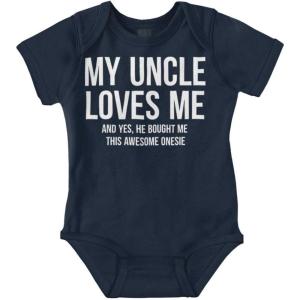 Brisco Brands Uncle Loves Me Bought This One Piece Baby Romper Boys or Girls(Navy)