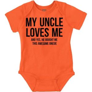 Brisco Brands Uncle Loves Me Bought This One Piece Baby Romper Boys or Girls(Orange)