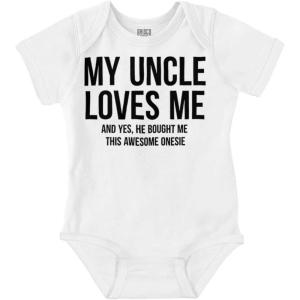 Brisco Brands Uncle Loves Me Bought This One Piece Baby Romper Boys or Girls(White)