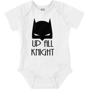 Brisco Brands Up All Night Superhero Baby Romper Boys or Girls(White)