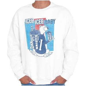 Brisco Brands Vintage Icee Polar Bear Logo Retro Sweatshirt for Men or Women(White)