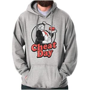 Brisco Brands Wimpy Cheat Day Popeye Sailor Man Hoodie Sweatshirt Women Men(Sport Grey)