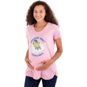 Brisco Brands Womens Maternity Spongebob Dreaming About Taking Naps T Shirt Tee(Pink)