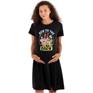 Brisco Brands Womens Maternity Spongebob and Friends New to The Crew Pregnancy Dress(Black)